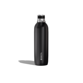 Große schwarze BRITA sodaTRIO Edelstahlflasche   Eine große schwarze BRITA sodaTRIO Edelstahlflasche