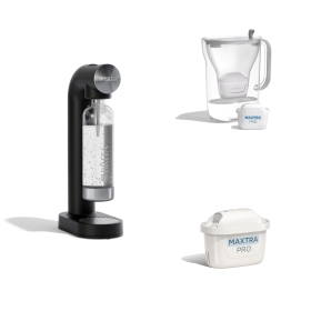 Das BRITA Sprudler Starter Set bestehend aus sodaONE, Style und MAXTRA.