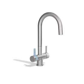 BRITA 3-Wege-Hahn rund vor weißem Hintergrund BRITA 3-Wege-Hahn in runder Ausführung vor einem weißen Hintergrund.