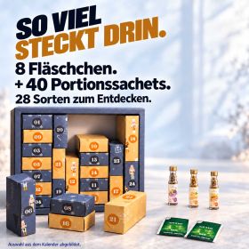 TEABALLS Adventskalender mit Fläschchen und Portionssachets