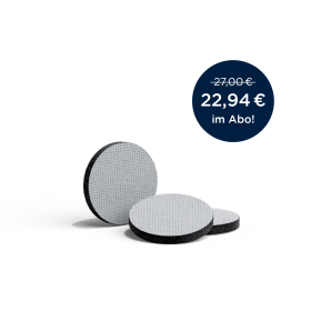 BRITA MicroDisc mit einem weißem Hintergrund mit 15% Störer Die BRITA MicroDisc freigestellt mit 15% Deal Störer