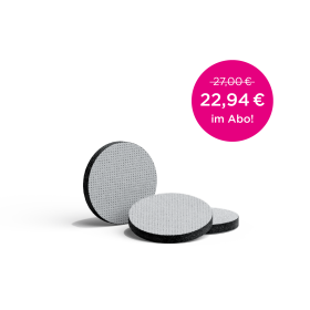 BRITA MicroDisc mit einem weißem Hintergrund mit 15% Störer Die BRITA MicroDisc freigestellt mit 15% Deal Störer