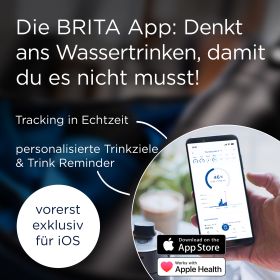 Smartphone mit BRITA App zur Trinkverfolgung und Erinnerung.