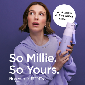 Millie Bobby Brown mit florence by mills x BRITA LARQ bottle.