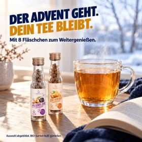 TEABALLS Fläschchen mit heißem Tee