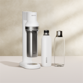 BRITA Wassersprudler sodaTRIO in weiß mit Edelstahlflasche und Glasflasche