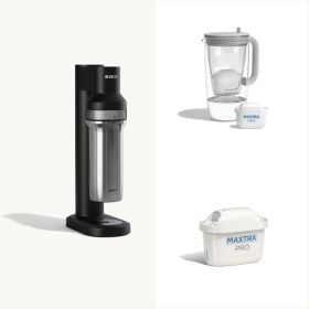 Das BRITA Sprudler Design Set bestehend aus sodaTRIO und Tischwasserfilter Glas.