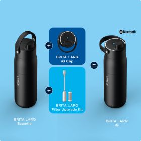 Grafik die zeigt, wie modular aus der BRITA LARQ Essential  die BRITA LARQ iQ wird.
