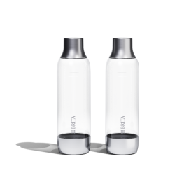 Zwei BRITA Wassersprudler sodaTRIO Flaschen mit Edelstahlelementen 